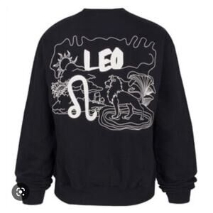 Good American Zodiac Leo Graphic Crewneck Sweatshirts Black SZ 2/ US M NWT
